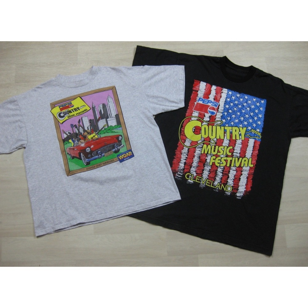 Vintage 90s Cleveland‎ Country Music Festival T-Shirt (XL) Lot of 2 Ohio '95 '96